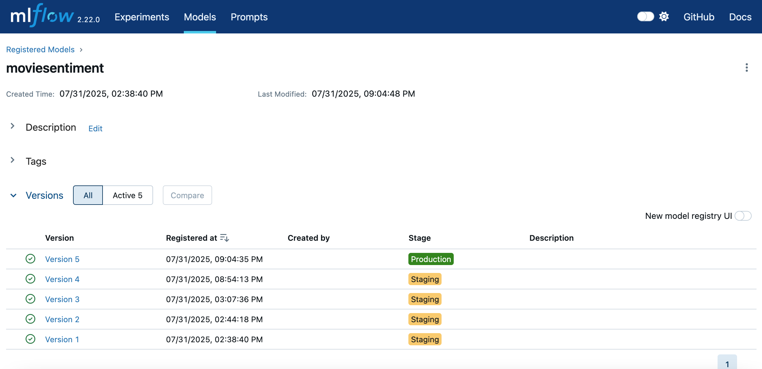 Model versioning, Model Registry and Model Serving